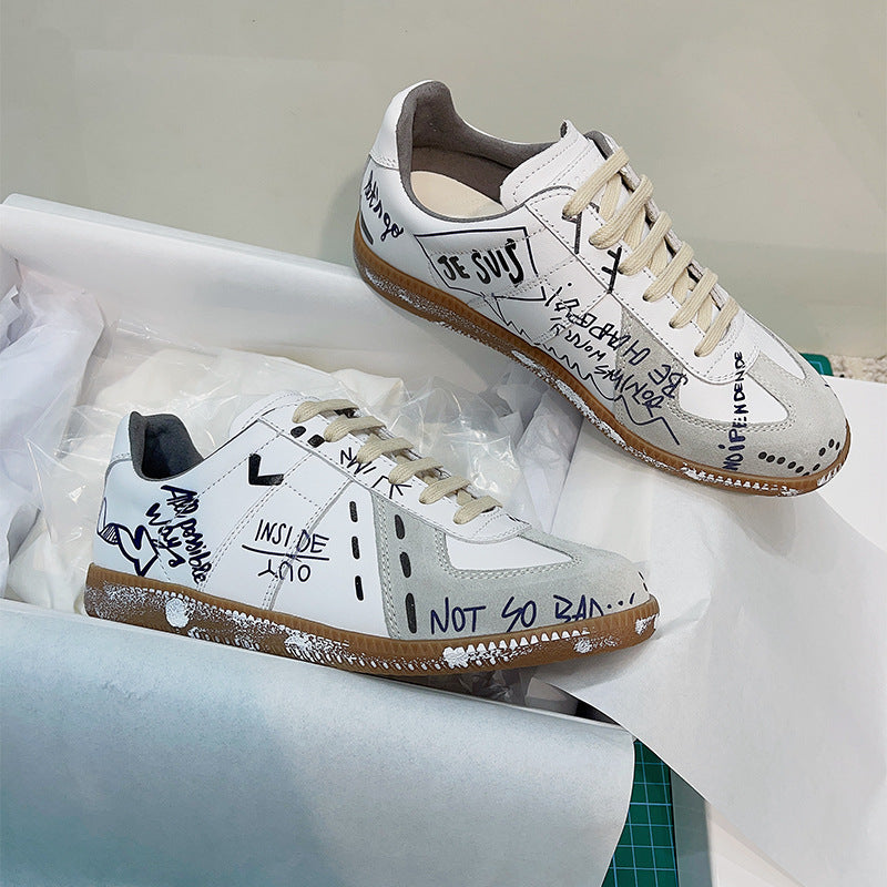 GMabcd mm6 Dexun Shoes for Women 2026 New Model Top Layer Cowhide Raw Rubber Sole Comfortable Casual Sneakers for Men and Women