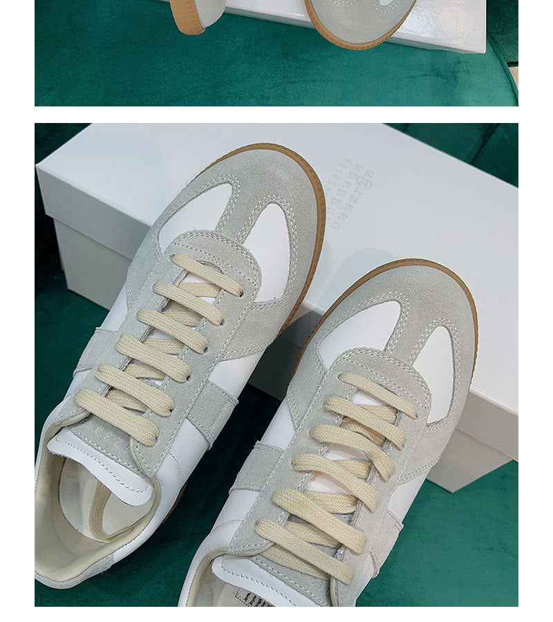 GMabcd mm6 Dexun Shoes for Women 2026 New Model Top Layer Cowhide Raw Rubber Sole Comfortable Casual Sneakers for Men and Women