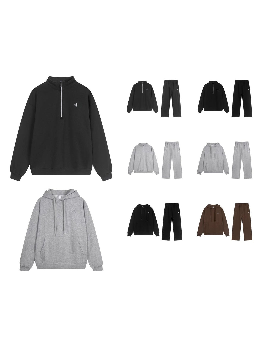 A-L-O heavyweight sweatshirt loose terry warm hoodie with zipper and hood for casual wear