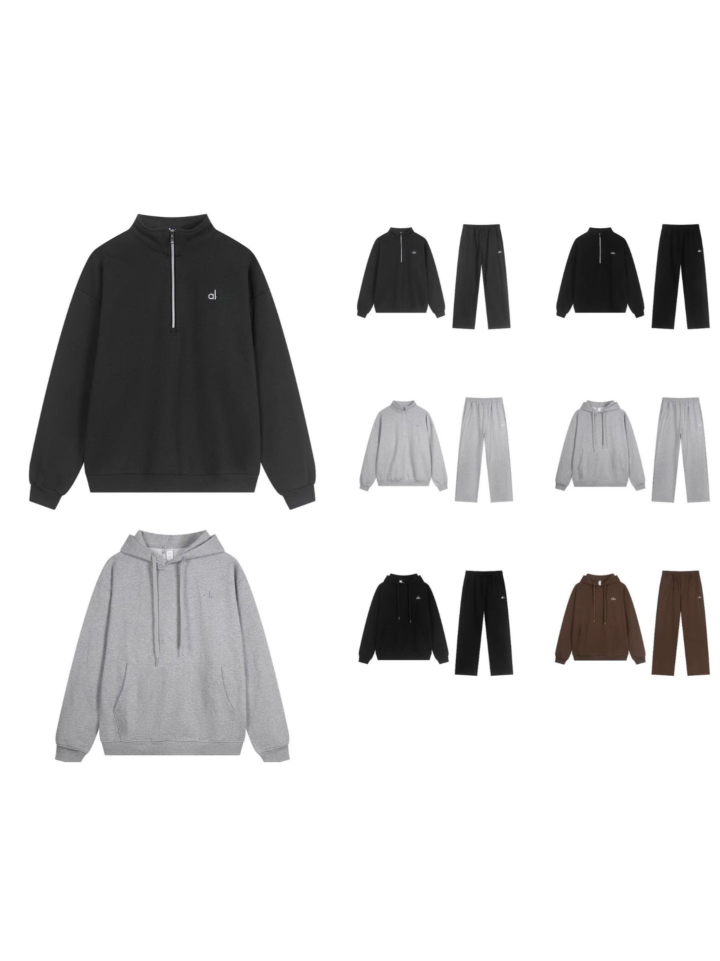 A-L-O heavyweight sweatshirt loose terry warm hoodie with zipper and hood for casual wear