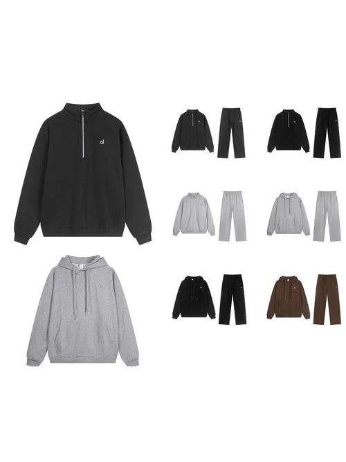 A-L-O heavyweight sweatshirt loose terry warm hoodie with zipper and hood for casual wear