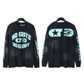 2025 Summer New American Fashion Brand Male and Female Couples Wear plus Size Loose Pullover Long Sleeve T-shirt Teenagers