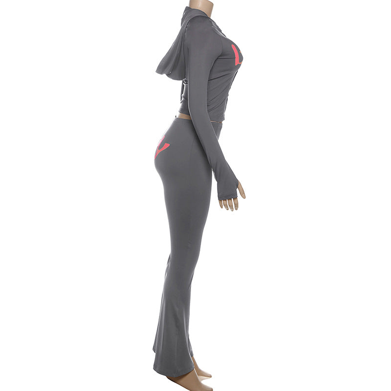 2025 Autumn Women's New Fashion Hooded Camouflage Print Long Sleeve Sports Trendy Slim Fit Long Pants Two-Piece Set
