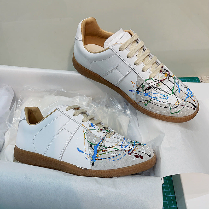 GMabcd mm6 Dexun Shoes for Women 2026 New Model Top Layer Cowhide Raw Rubber Sole Comfortable Casual Sneakers for Men and Women