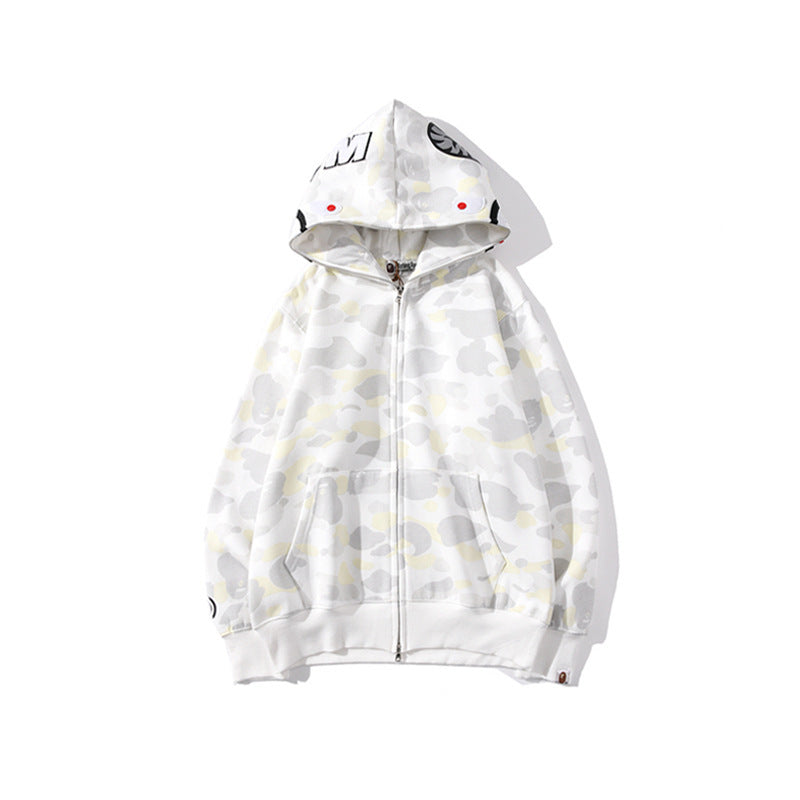 Baby Apee Shark Camouflage Hooded Cardigan Zipper Fashion Brand Comfortable Men's Women's Pullover Coat