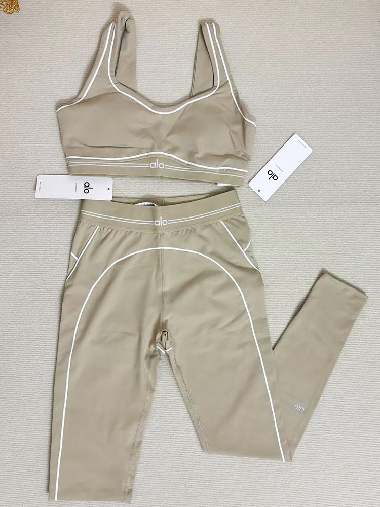 a-l-o Yoga Set high-quality women's sports bra and leggings fitness outfit