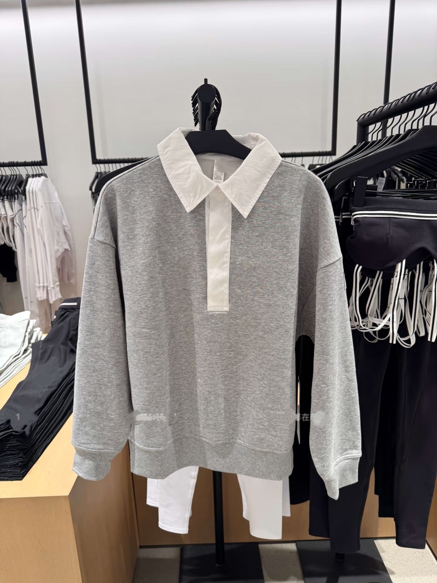 GMABCD polo collar sweatshirt grey color variant product photo, mens casual knit top